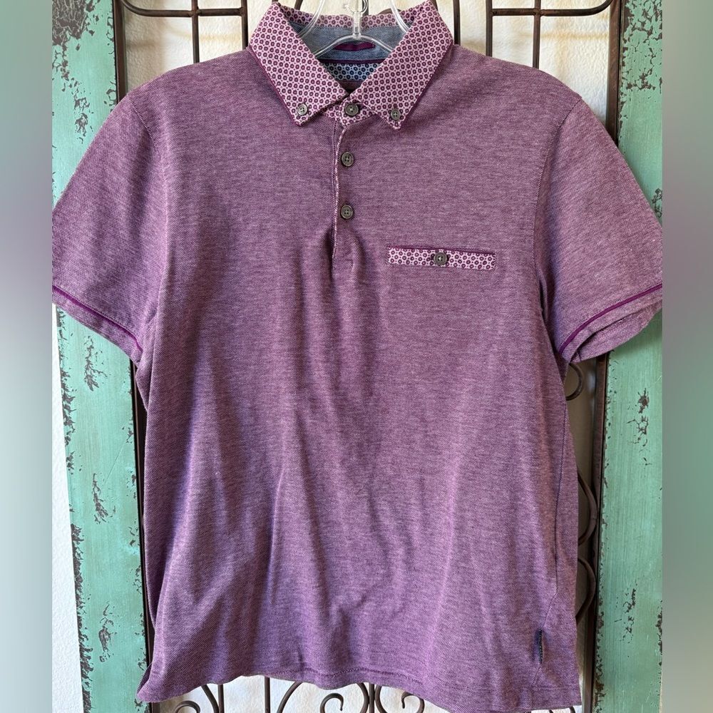 Ted Baker Burgundy Button-Up Shirt. Size Med.